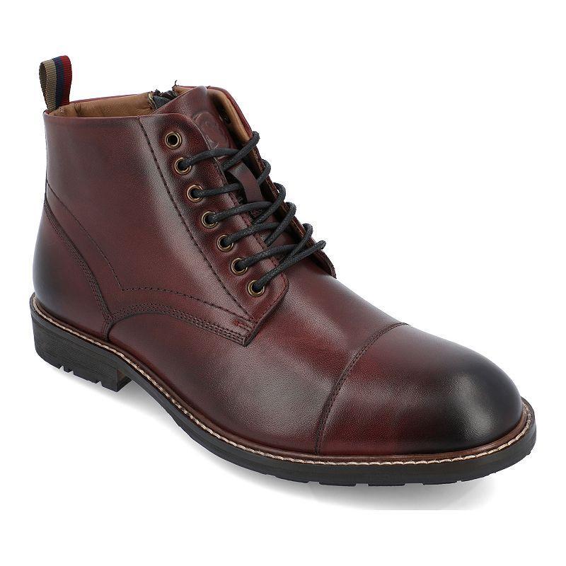 Thomas & Vine Avrum Cap Toe Mens Leather Ankle Boots Red/Coppr Product Image