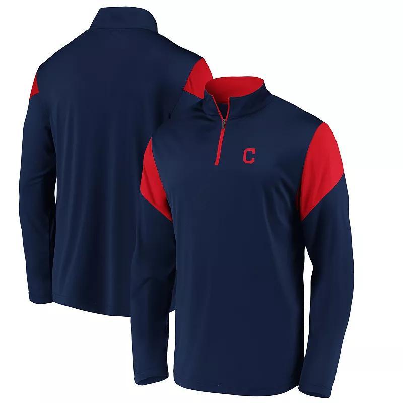 Mens Fanatics Branded Cleveland Indians Primary Logo Quarter-Zip Jacket Blue Product Image