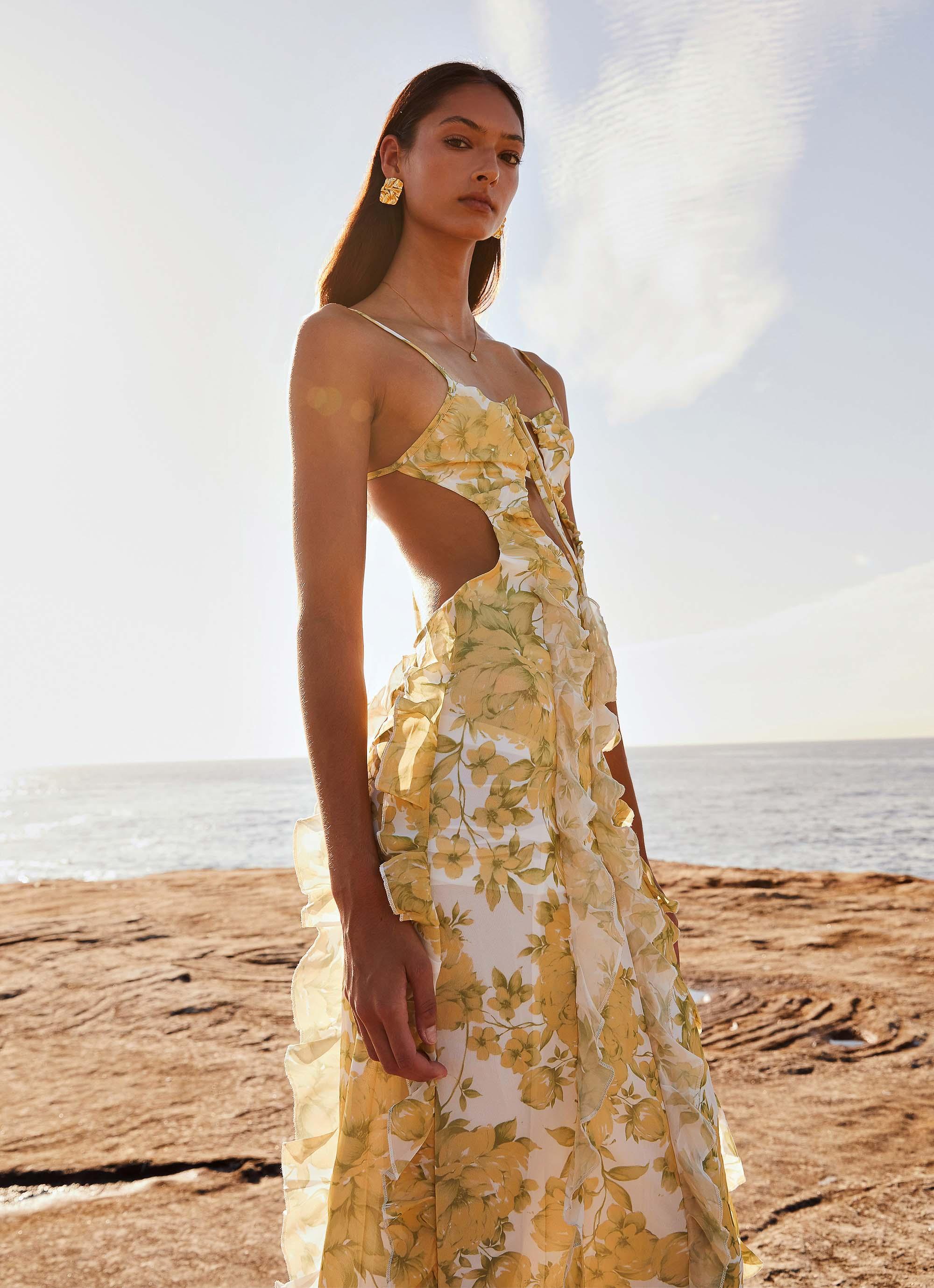 Sunset Kisses Ruffle Maxi Dress - Daffodil Product Image