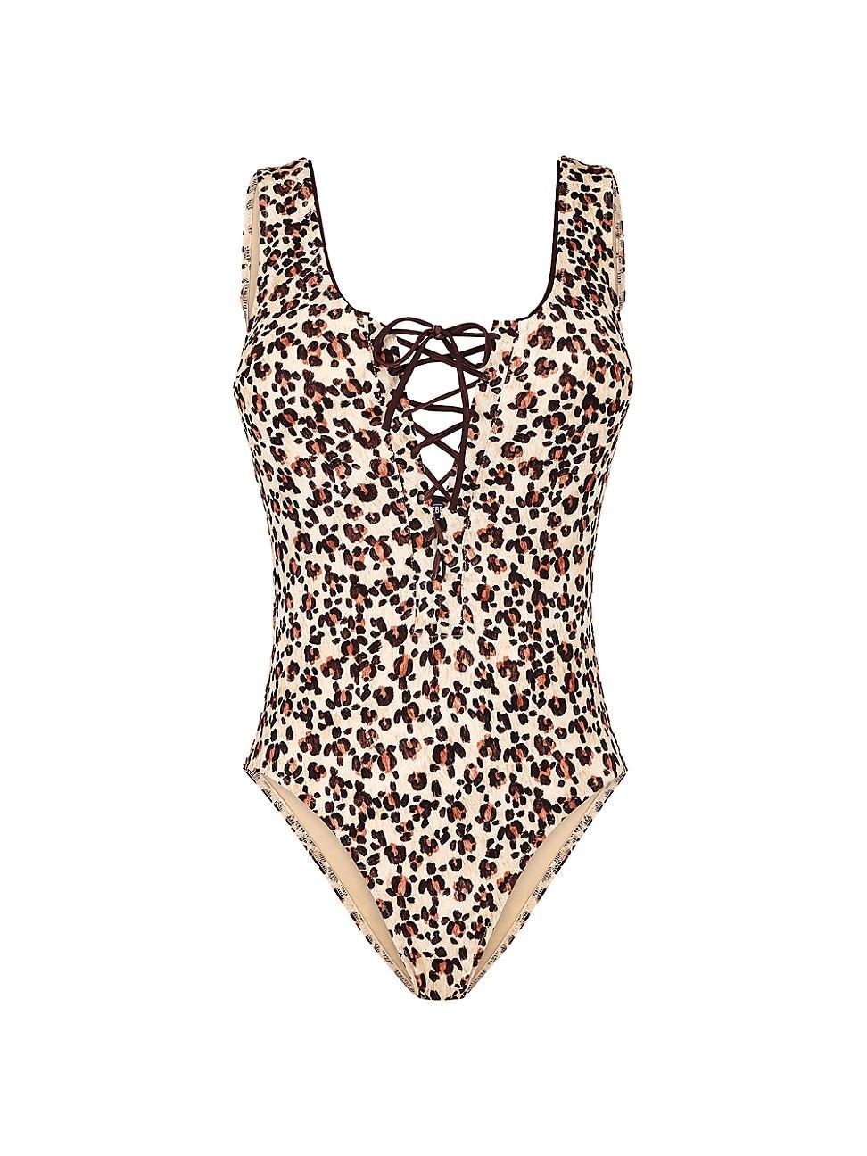 Womens Turtles Leopard Lattice One-Piece Product Image