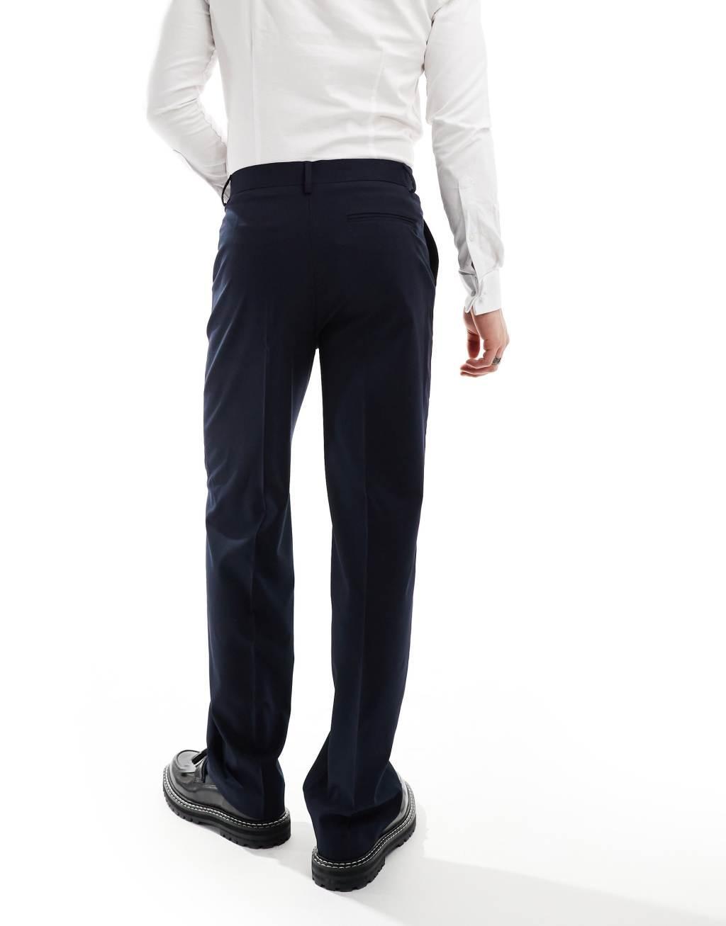 ASOS DESIGN straight leg suit pants in navy Product Image