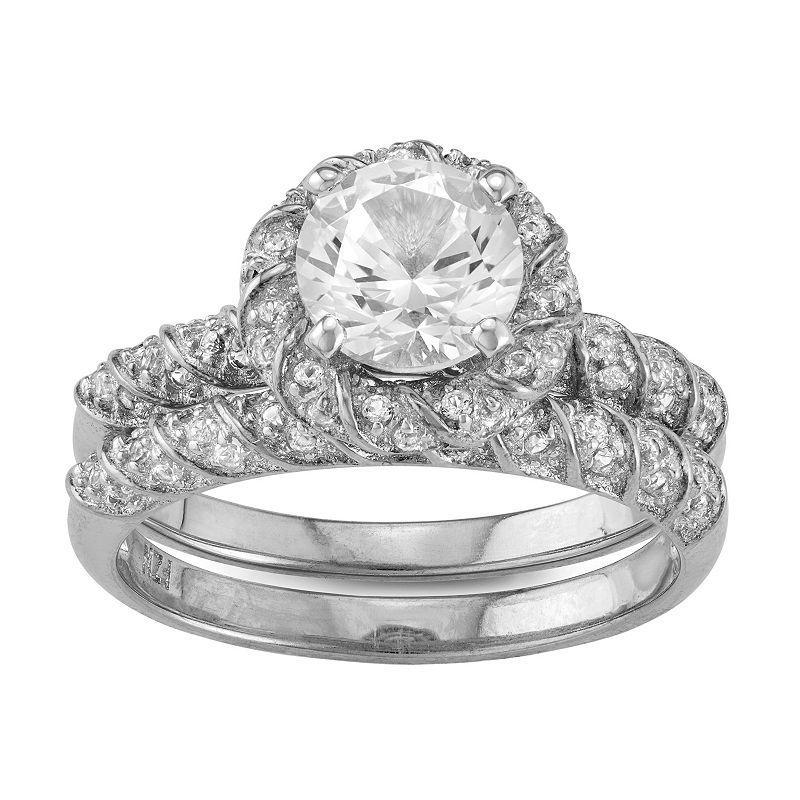 Designs by Gioelli Lab-Created White Sapphire Halo Ring Set, Womens Product Image