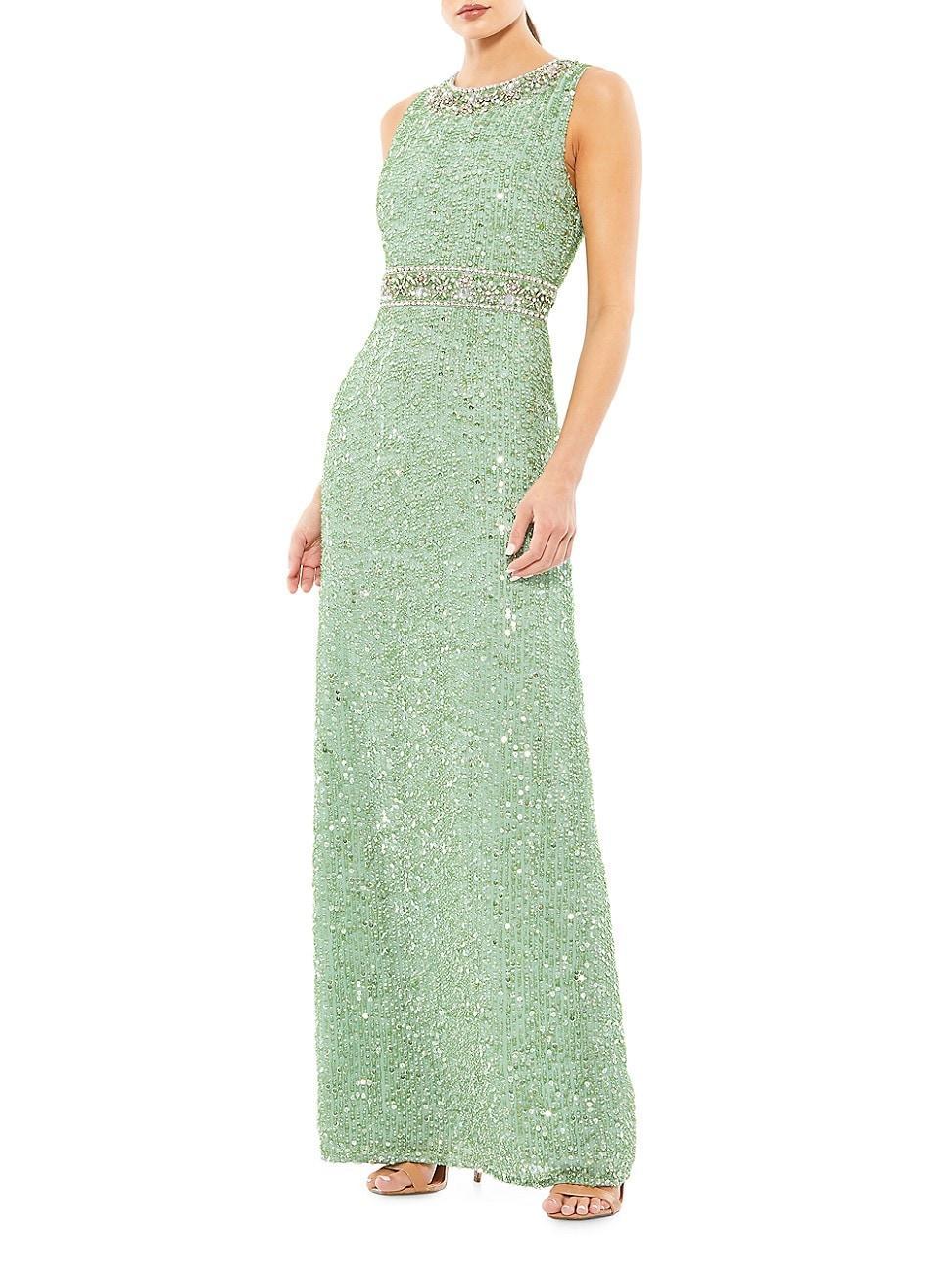 Womens Beaded Column Gown Product Image