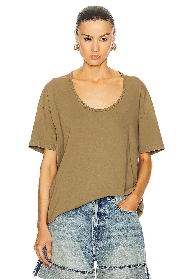 R13 Scoop Neck Relaxed Tee in Olive Product Image