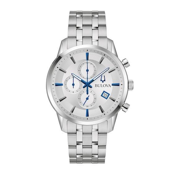 Bulova Mens Chronograph Classic Sutton Stainless Steel Bracelet Watch 41mm Product Image