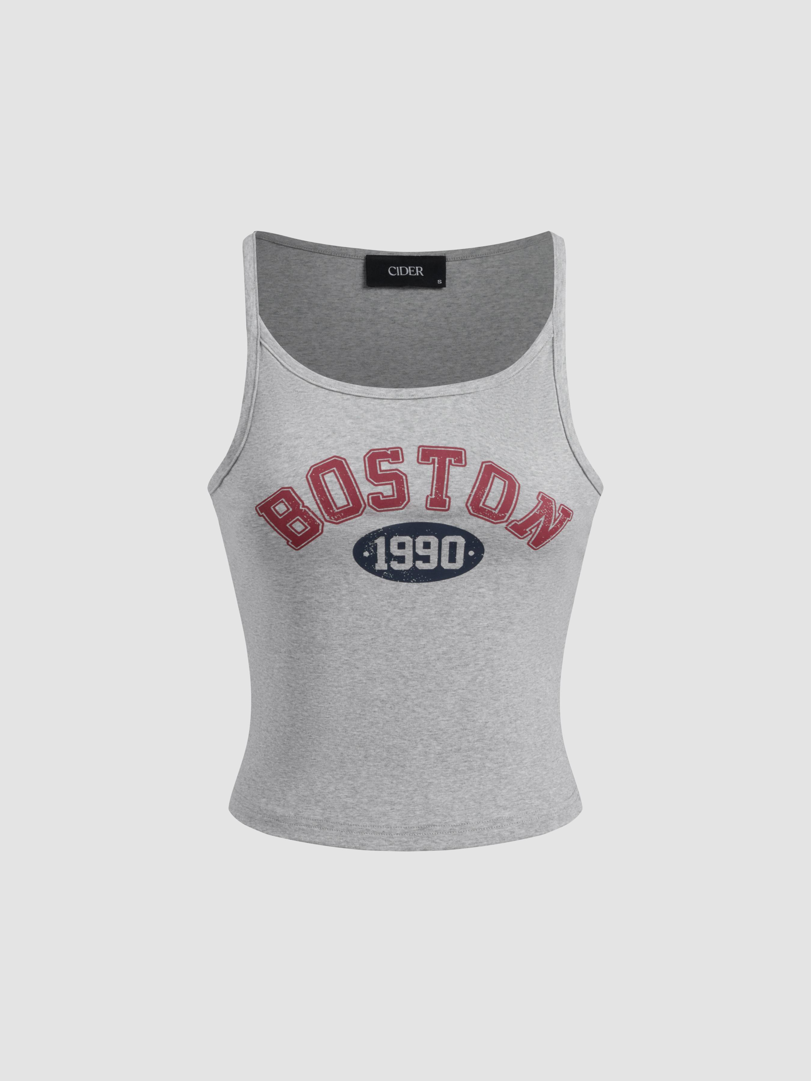 Boston 1990 Cotton-blend Scoop Neckline Graphic Tank Top Product Image