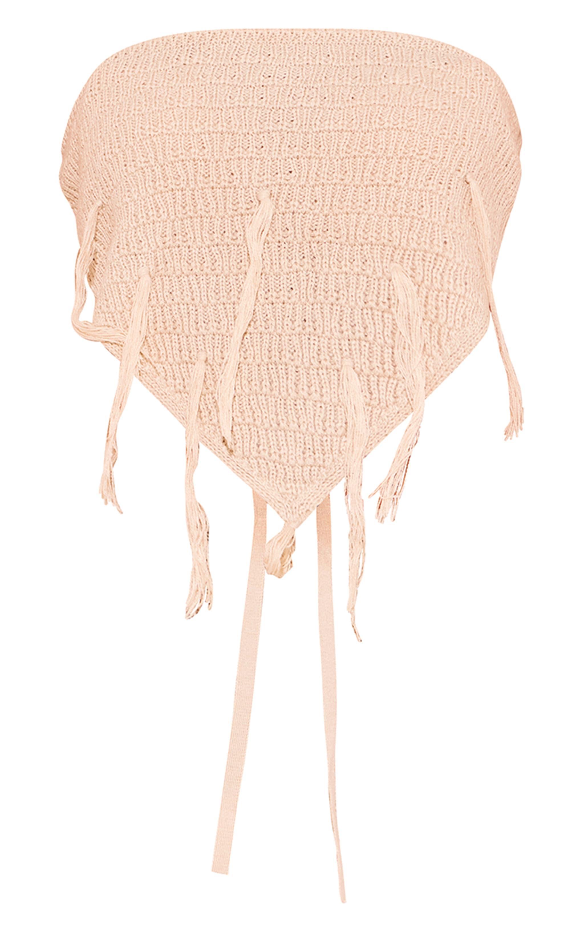 Sand Textured Crochet Tie Back Bandeau Product Image