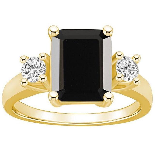 Alyson Layne 14k Gold Emerald-Cut Black Onyx & 1/3 Carat T.W. Diamond Ring, Womens Product Image