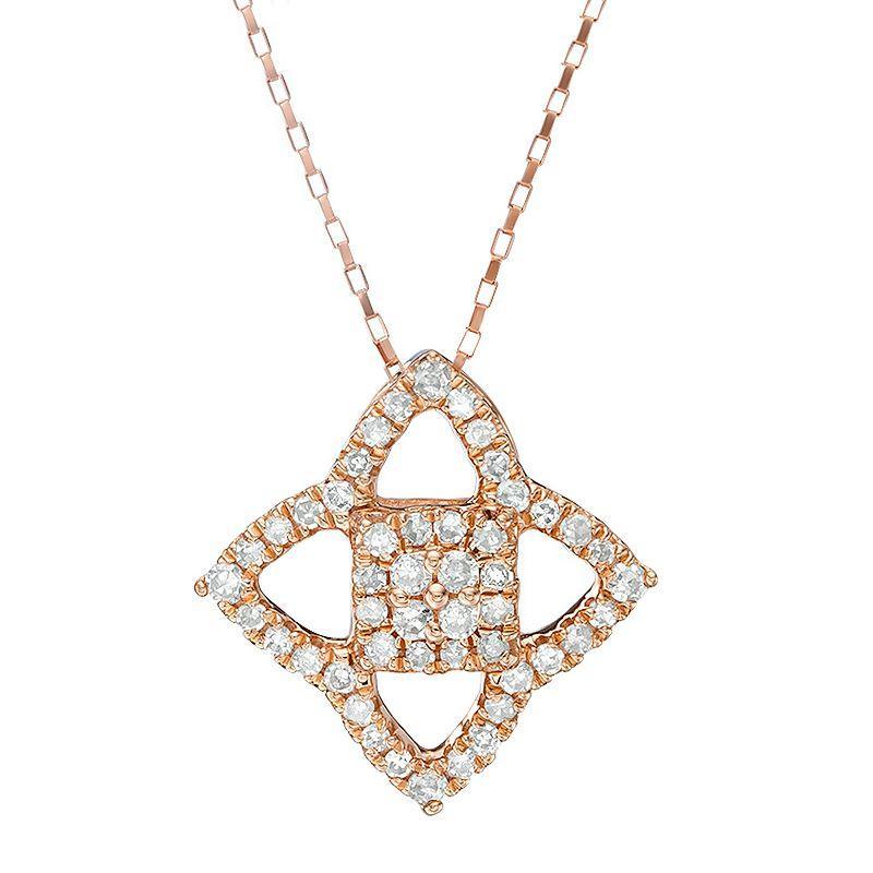 Gemminded 10k Gold 1/5 Carat T.W. Diamond Lotus Pendant Necklace, Womens 10k Rose Gold Product Image