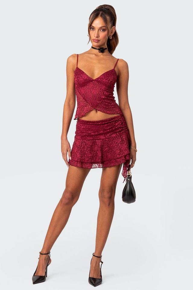 Ruby Ruffle Lace Mini Skirt Product Image