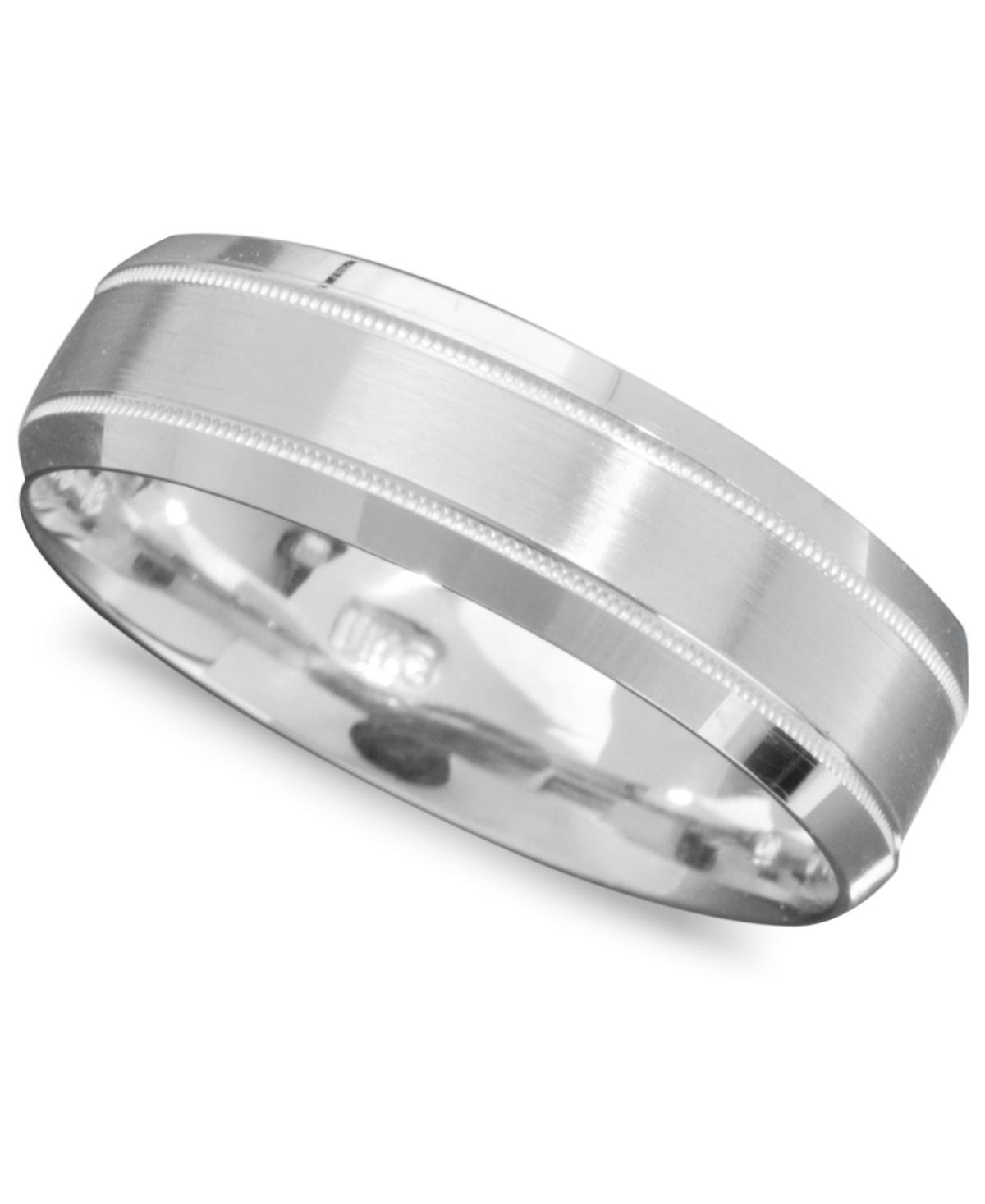 Mens 14k White Gold Ring, Engraved 6mm Band (Size 6-13) Product Image