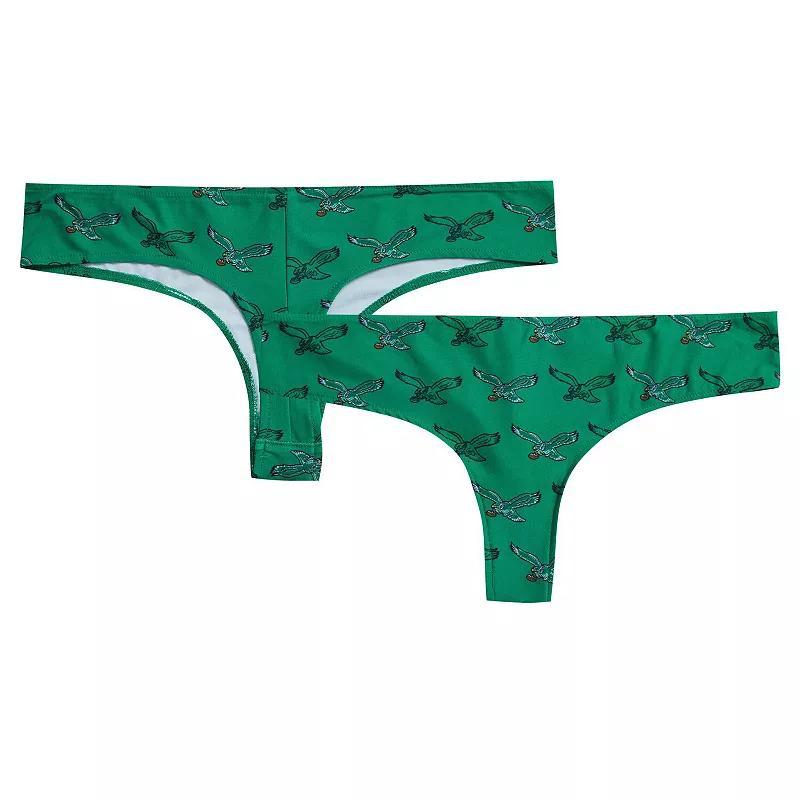 Womens Concepts Sport Kelly Philadelphia Eagles Record Allover Print Knit Thong Product Image