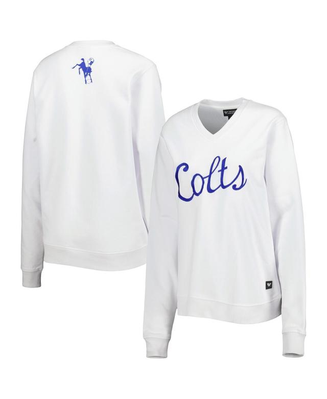 Womens The Wild Collective White Indianapolis Colts Cheer V-Neck Fleece Pullover Sweatshirt Product Image