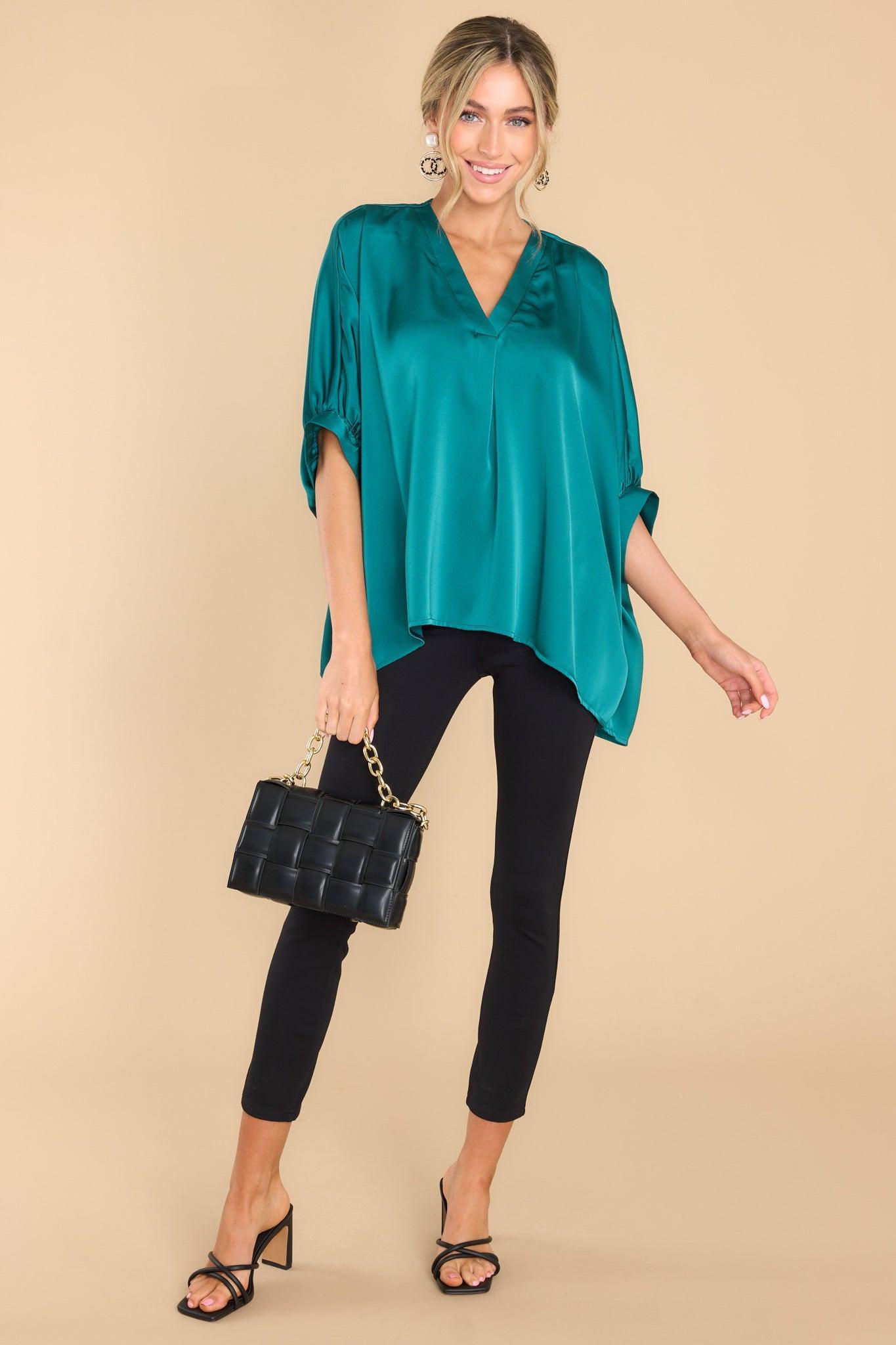 Fun And Flirty Hunter Green Top Product Image