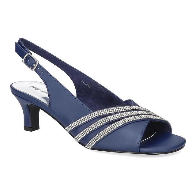 Easy Street Teton Womens Dress Heel Sandals Blue Satin Product Image