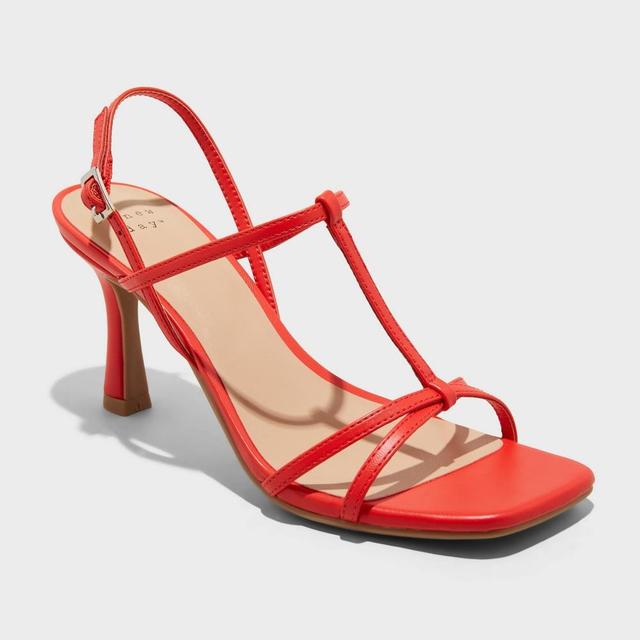 Womens Tamara Strappy Heels - A New Day Red 7.5 Product Image