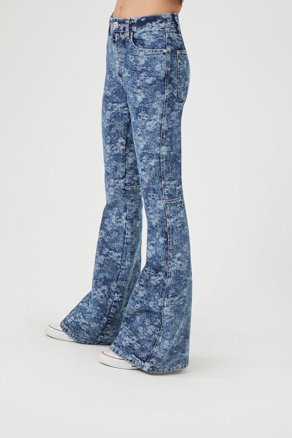 Floral Print High-Rise Flare Jeans | Forever 21 Product Image