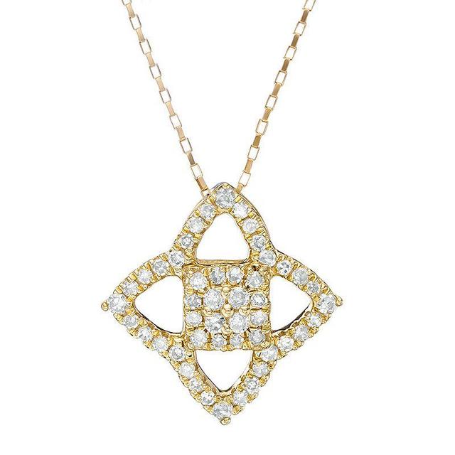 Gemminded 10k Gold 1/5 Carat T.W. Diamond Lotus Pendant Necklace, Womens White Product Image