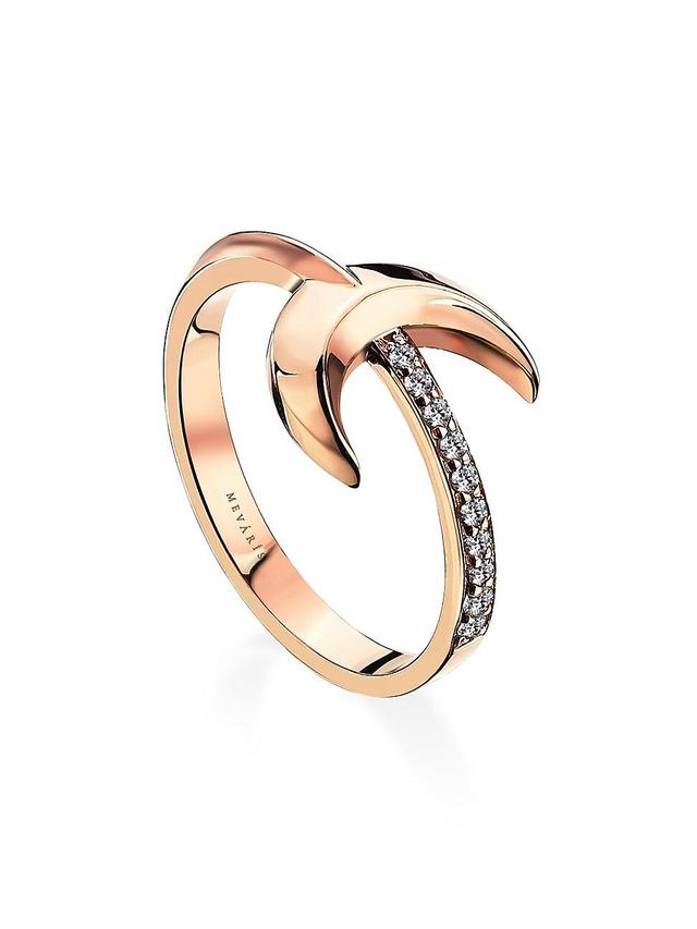 Womens High Moon Mini 18K Rose Gold & 0.12 TCW Diamond Crescent Ring Product Image