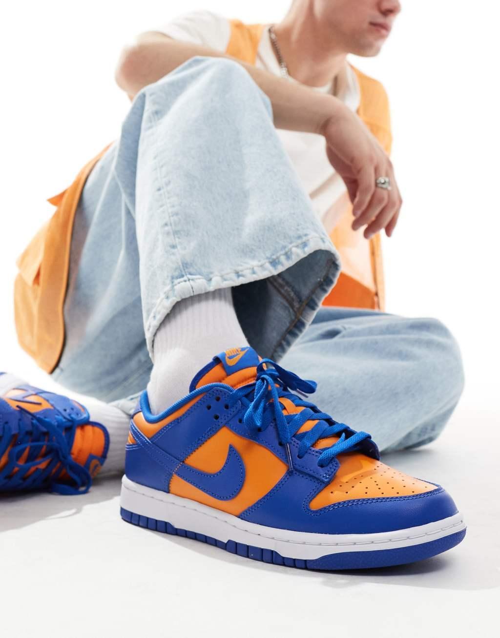 Nike Dunk Low Retro sneakers in blue and orange Product Image