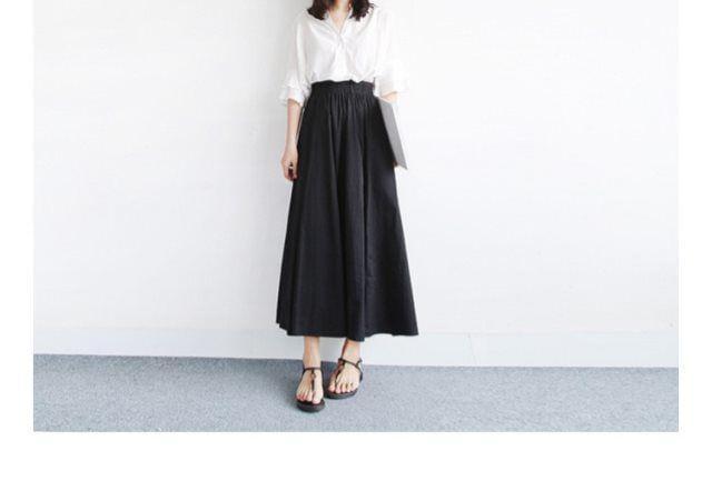 High Waist Plain Midi A-Line Pleated Skirt Product Image