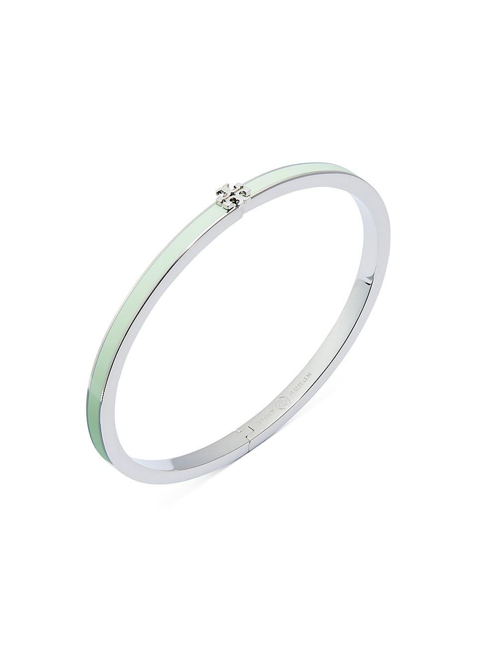 Womens Kira Silvertone & Enamel Logo Bangle Product Image