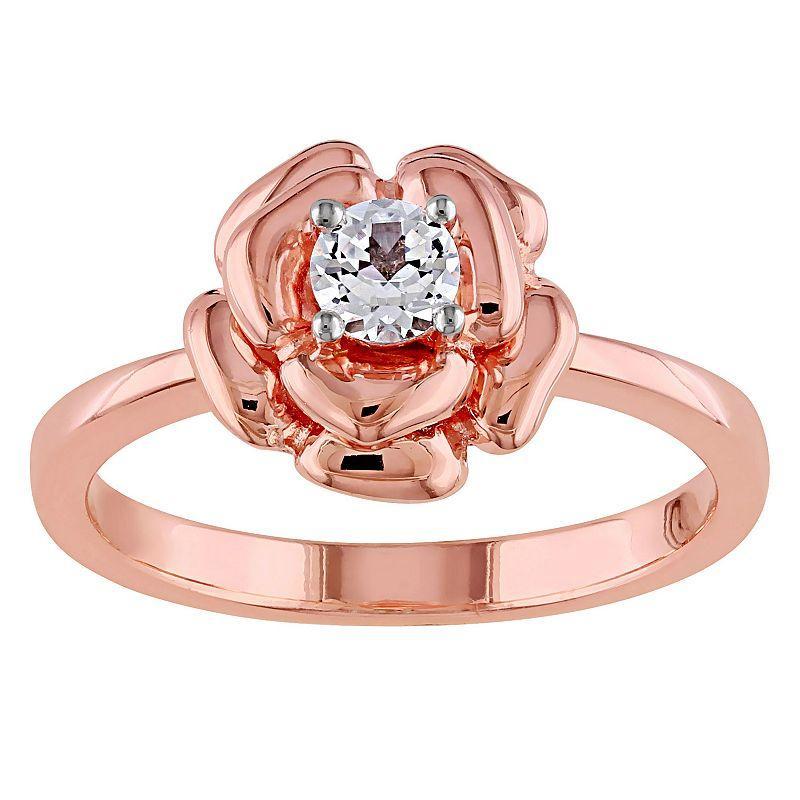 Stella Grace 18k Rose Gold Over Silver Lab Created White Sapphire Floral Ring, Womens Rose Gold Tone Product Image