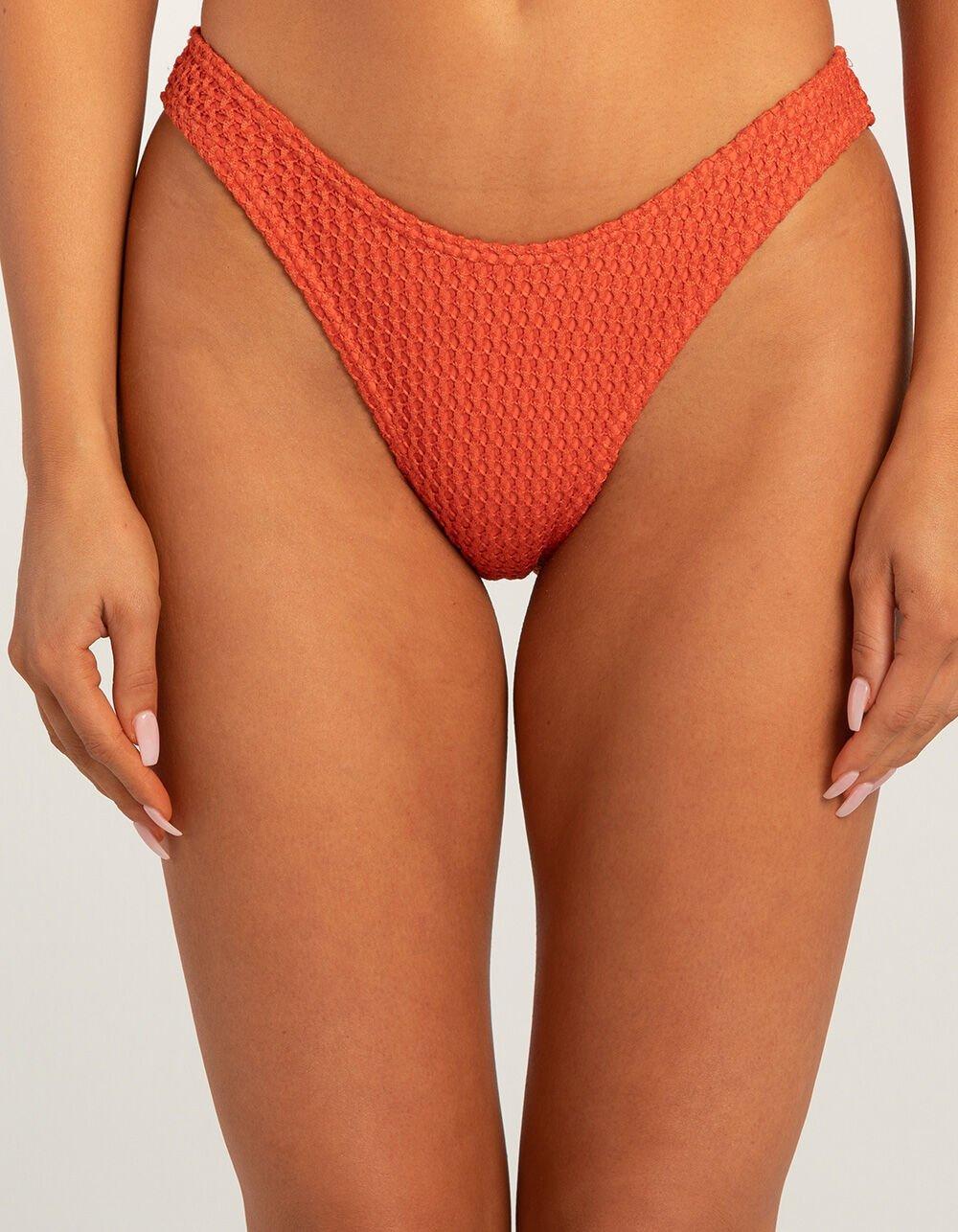 FULL TILT Cheekier High Leg Crochet Bikini Bottoms Product Image