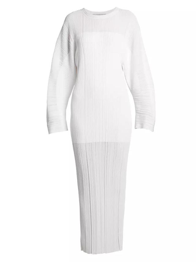 Plissé Long-Sleeve Maxi Dress Product Image