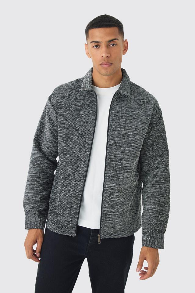 Oversized Fit Zip Through Textured Overshirt | boohooMAN USA Product Image