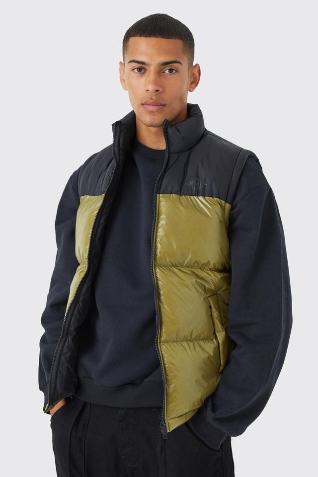 Man High Shine Colour Block Gilet | boohooMAN USA Product Image