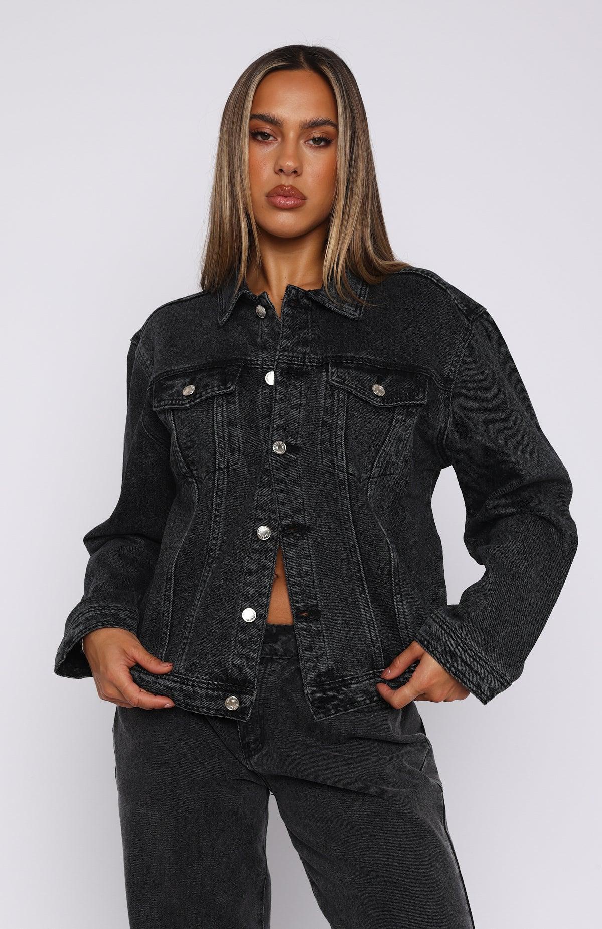 Back Street Denim Jacket Black Acid Wash Product Image