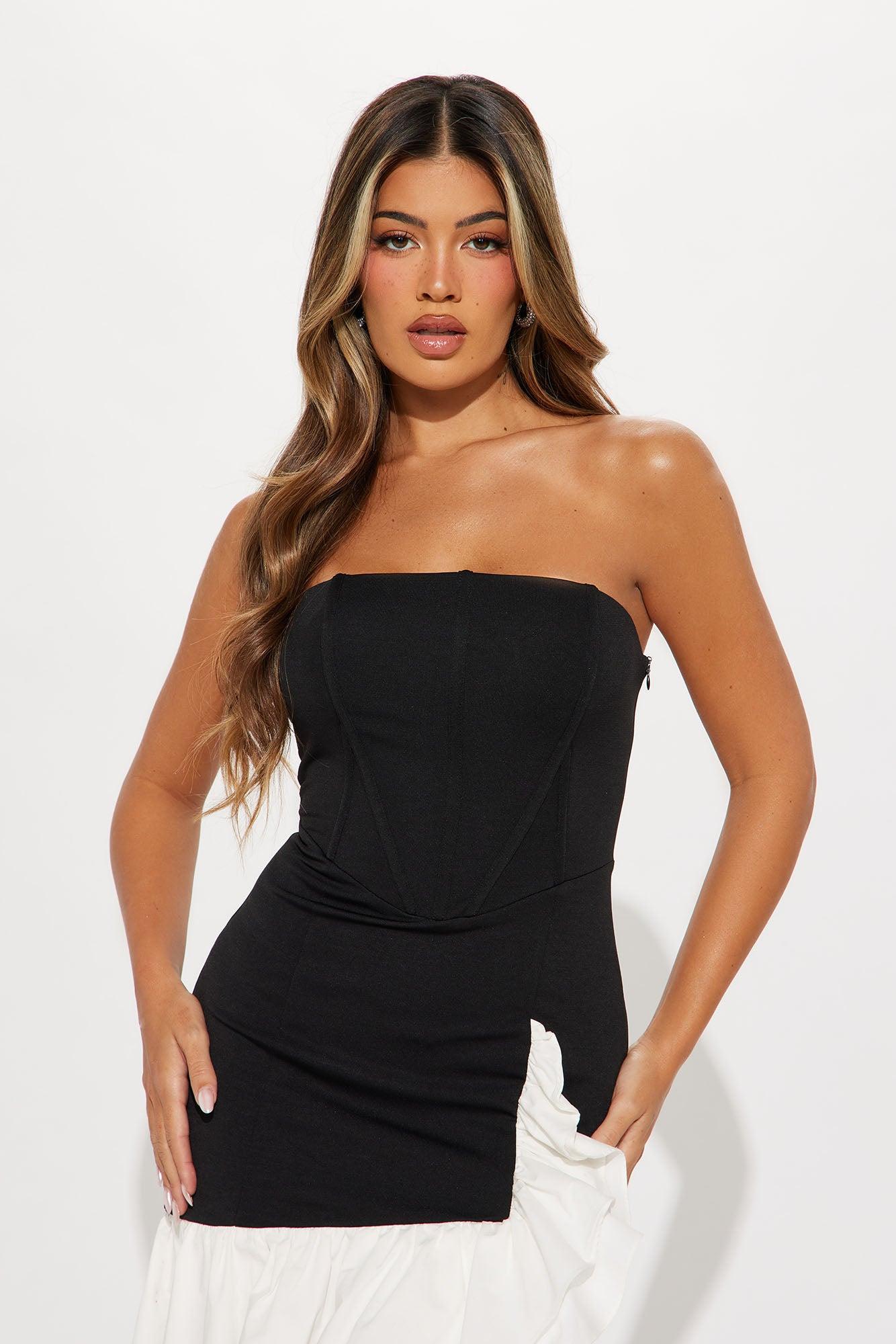 Juliet Strapless Maxi Dress - Black/White Product Image