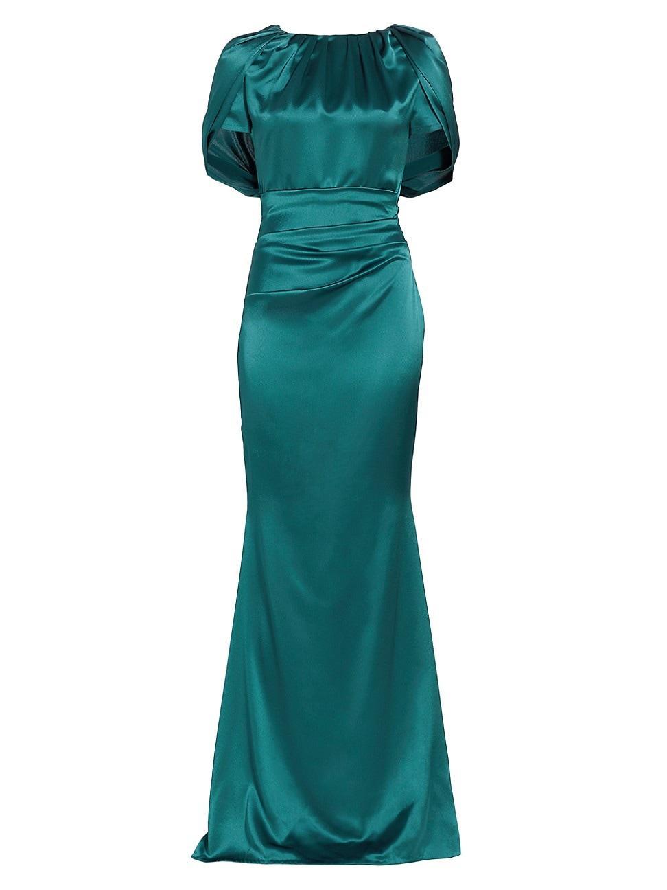 Womens Satin Cape-Back Gown Product Image