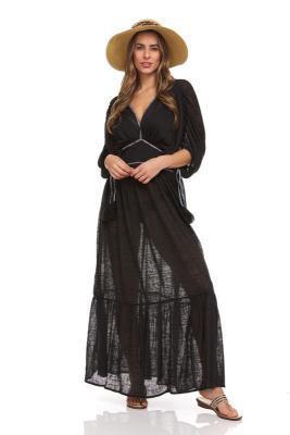 Solid Boho V-neck Maxi Dress Product Image