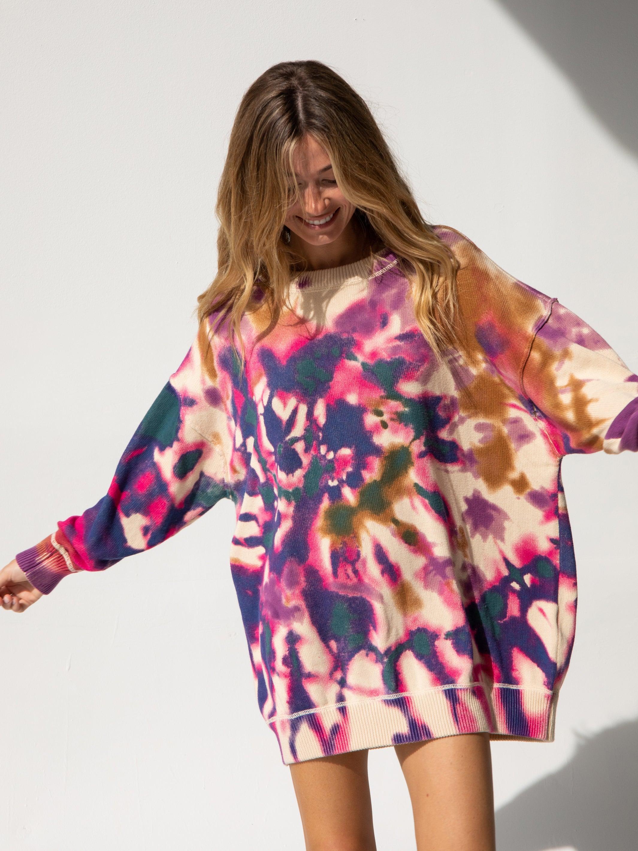 Taylor Oversized Cotton Sweater - Sunrise Tie-Dye product image