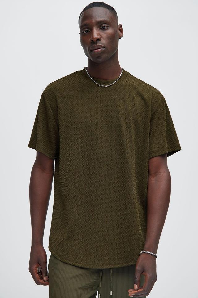 Croydon Textured Knit All Scallop Short Sleeve Tee - Olive Product Image