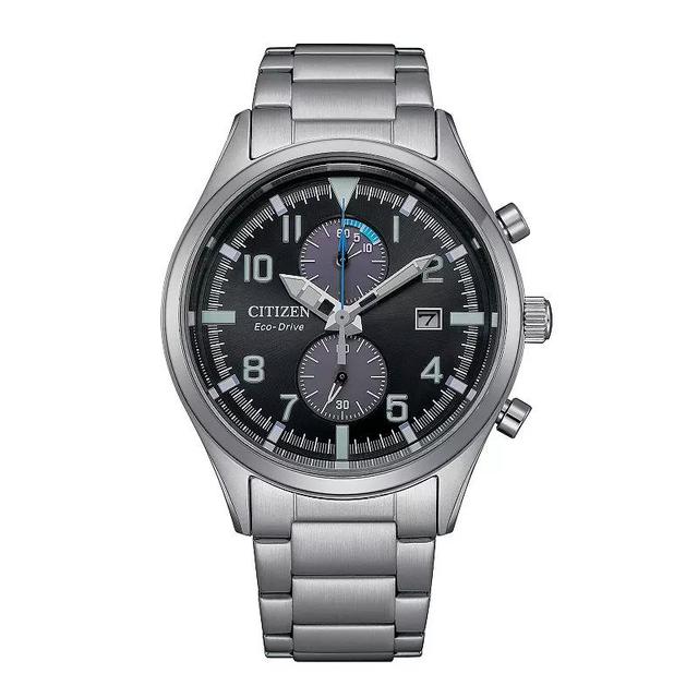 Citizen Mens Eco-Drive Stainless Steel Chronograph Bracelet Watch - CA7028-81L Black Silver Product Image