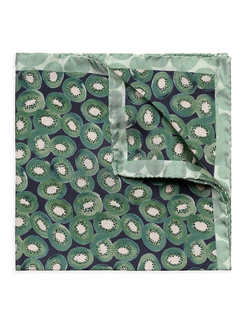 Mens Kiwi Print Silk Pocket Square Product Image