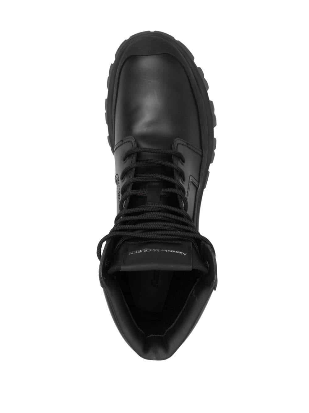 Lace-up Leather Boots In Black Product Image