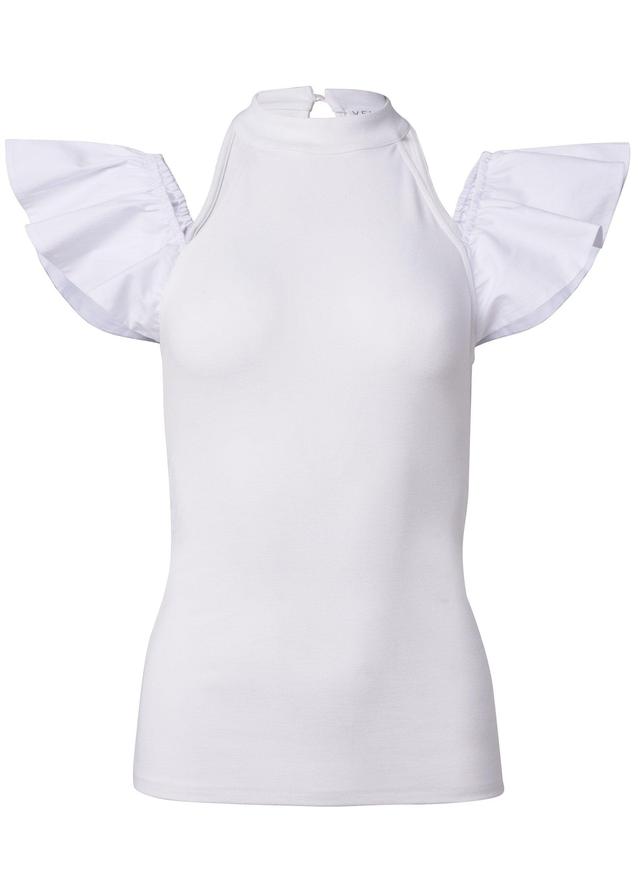 Ruffle Sleeve Detail Top - White Product Image