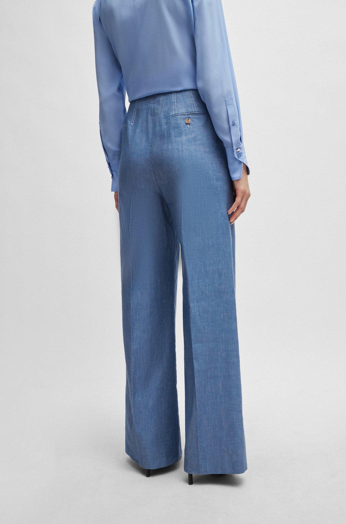 Relaxed-fit trousers in linen, cotton and stretch Product Image