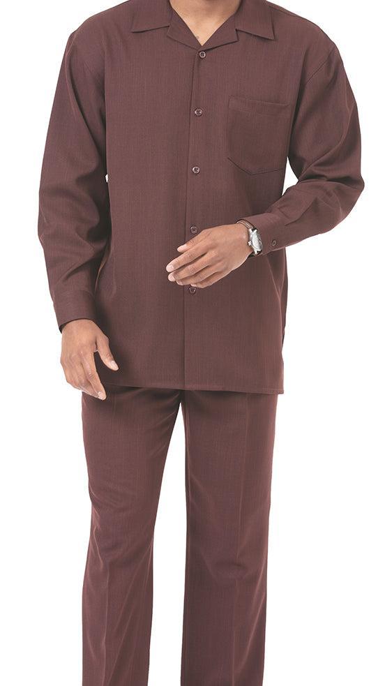 Men's 2 Piece Long Sleeve Walking Suit in Brown Male Product Image