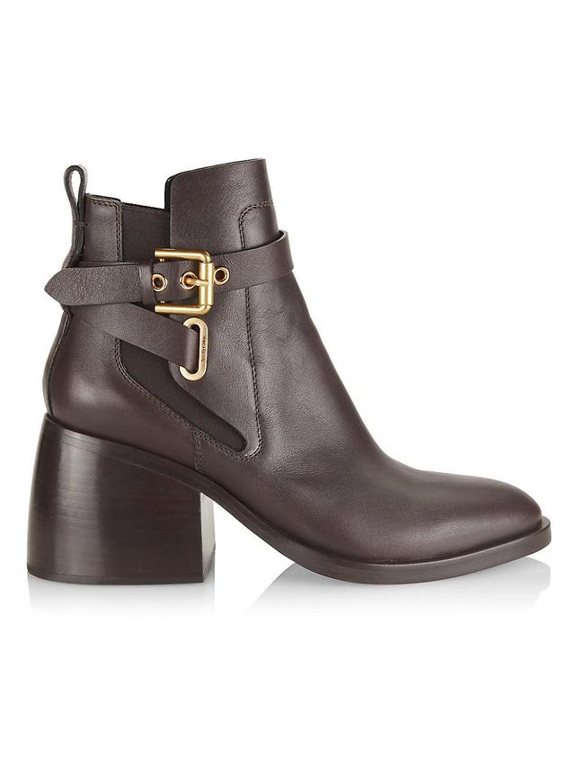 Womens Averi 75MM Block Heel Leather Ankle Boots Product Image