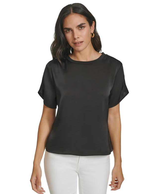 Calvin Klein Womens Short-Sleeve Satin Top Product Image