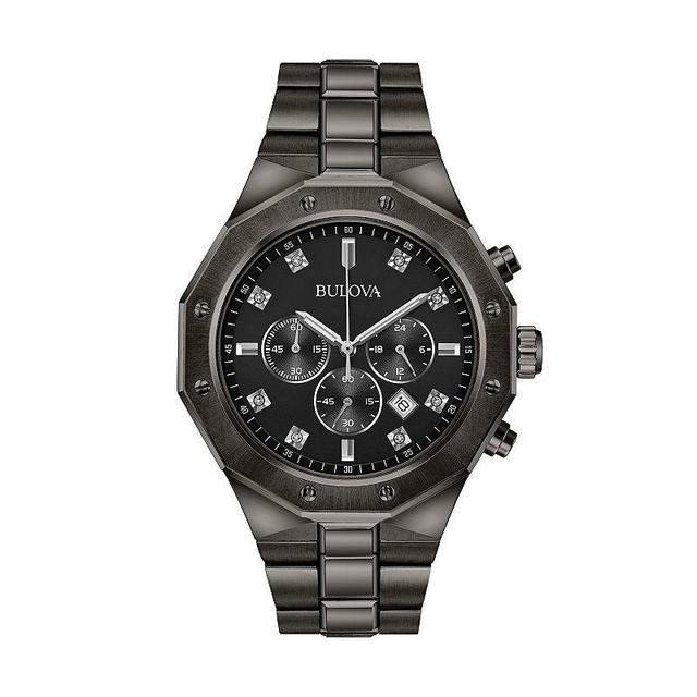 Bulova Mens Diamond Ion-Plated Stainless Steel Chronograph Watch - 98D142, Gray Product Image