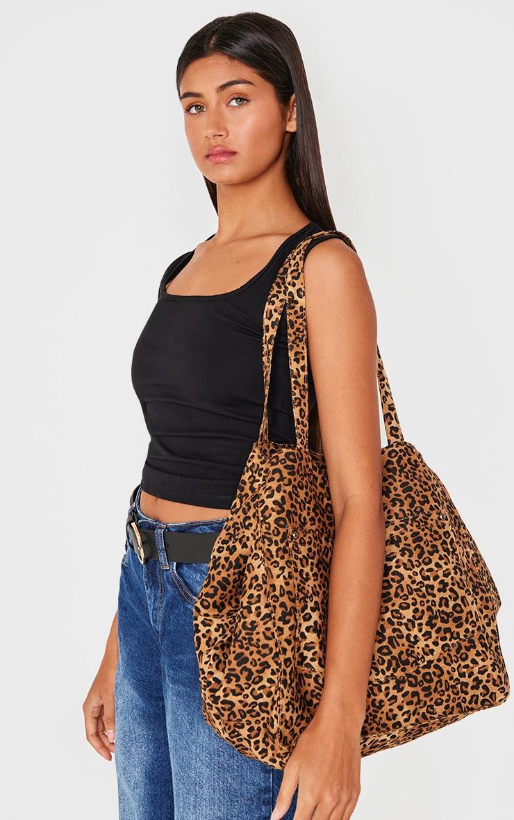 Leopard Print Denim Large Shopper Bag Product Image