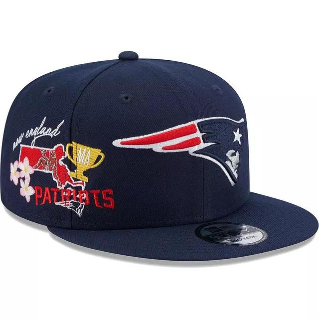 Mens New Era Navy New England Patriots Icon 9FIFTY Snapback Hat Product Image