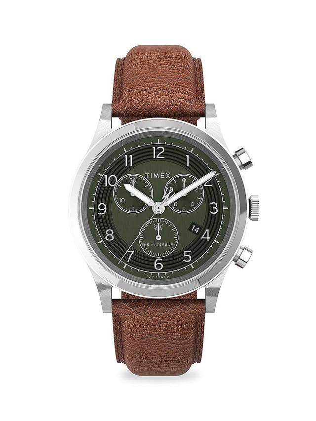 Timex Mens Waterbury Traditional Chrono Tan Leather Strap Watch 42mm Product Image