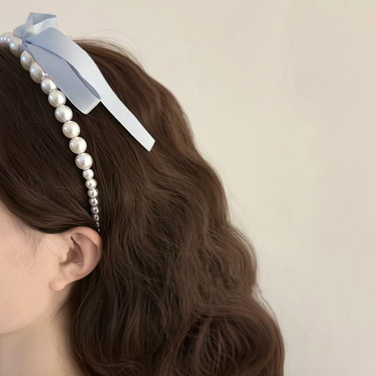 Ribbon Faux Pearl Headband Product Image